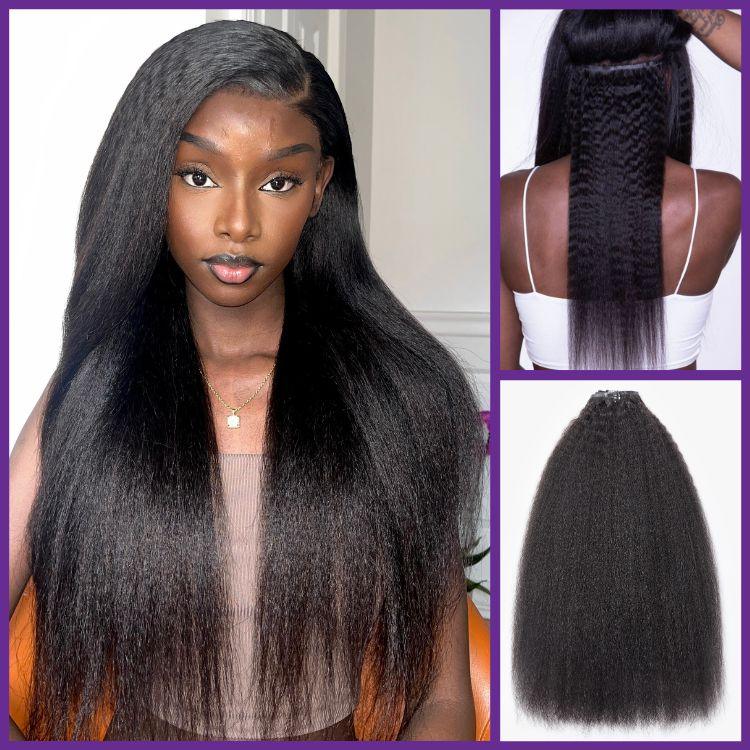 Onimehair™Straight / Body Wave / Kinky Curly / Yaki Straight / Kinky Straight / Messy Curly Clip in Hair Extensions Real Human Hair Pieces 135g 9pcs / 7pcs with Free Gift