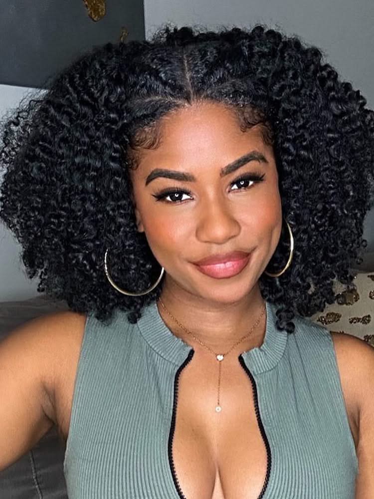 Onimehair™ 3 In 1 Half Wig Layered Curly Bob Pre-Styled onimehair Curly Half Wig Draw-strings Flip Over Wig - Onime Hair