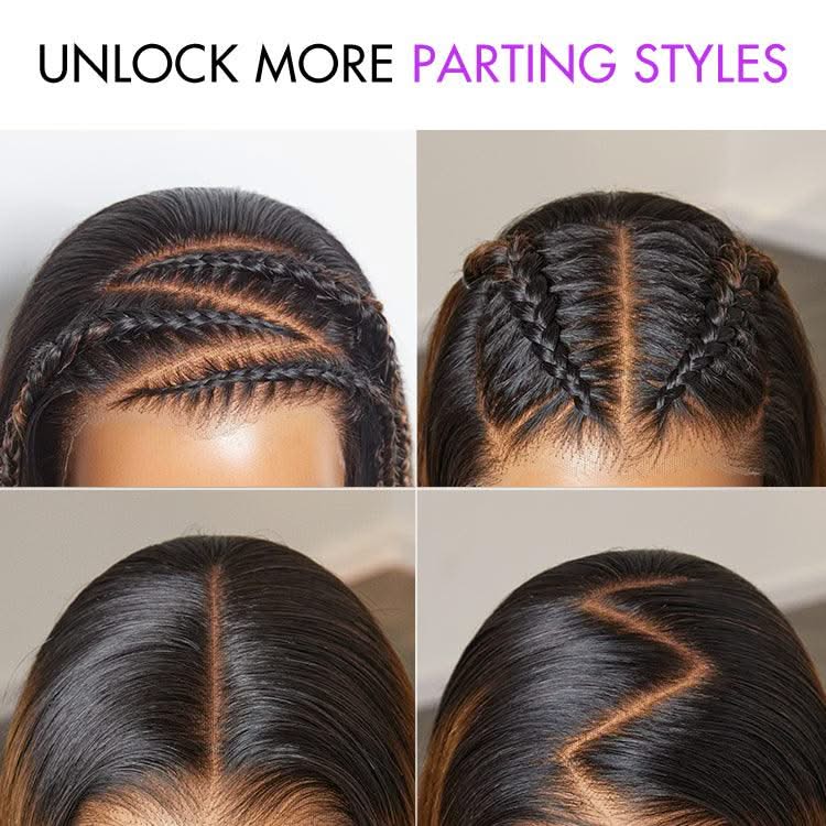Onimehair™PreMax Wigs | Natural Looking Brown Highlight Silky Blunt Cut Bob Glueless 13x4 Frontal Pre-Cut Lace Wig - Onime Hair