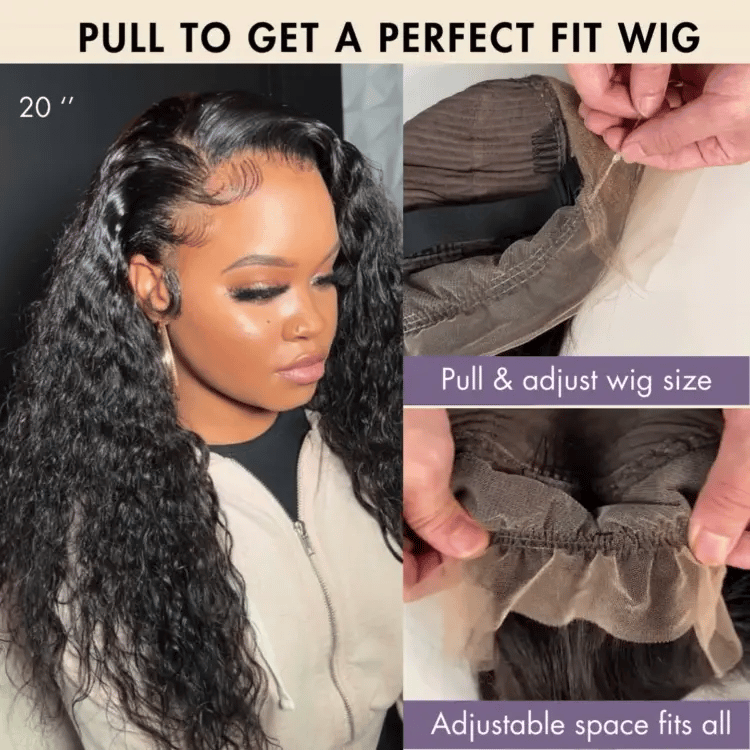 Onimehair™PreMax Wigs | 360 HD Lace Super Natural Hairline Invisi Drawstring Cap Water Wave Free Part Human Hair Wig Pre-Cut Lace