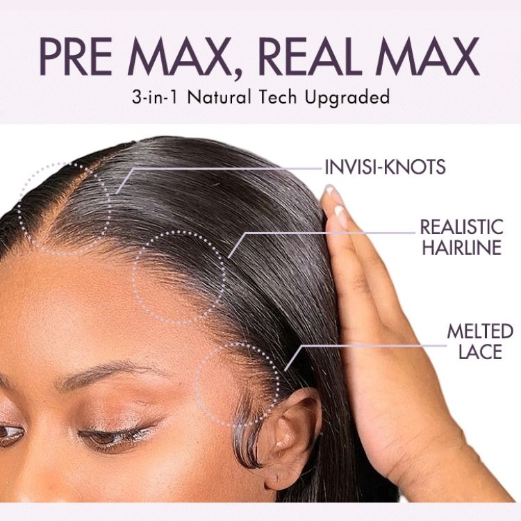 Onimehair™PreMax Wigs - Honey Brown with Blonde Highlights / Natural Black Bouncy Body Wave Glueless 13x4 Frontal Lace Human Hair Wig