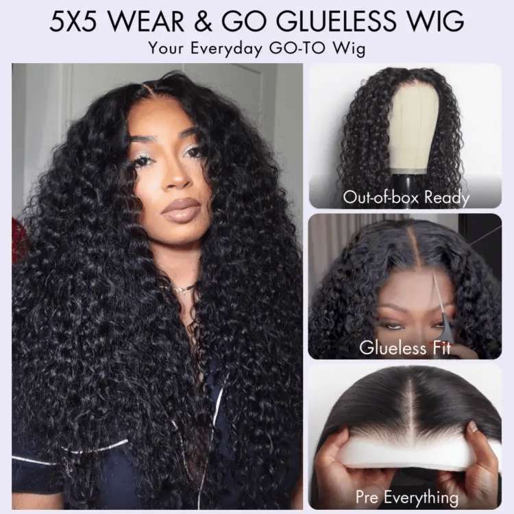 Onimehair™ Scalp Care Wigs | Effortless Water Wave Snugfit Glueless 5x5 Closure Pre-Cut Lace Curly Wig