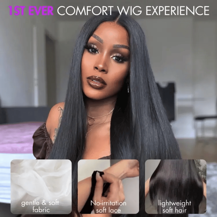 Onimehair™ Scalp Care Wigs - Silky Straight Middle Part Glueless 5x5 Closure Lace Long Wig Pre-Cut Lace