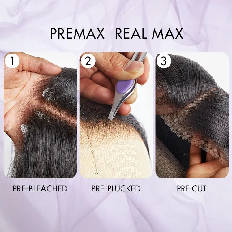 Onimehair™ Scalp Care Wigs - Silky Straight Middle Part Glueless 5x5 Closure Lace Long Wig Pre-Cut Lace