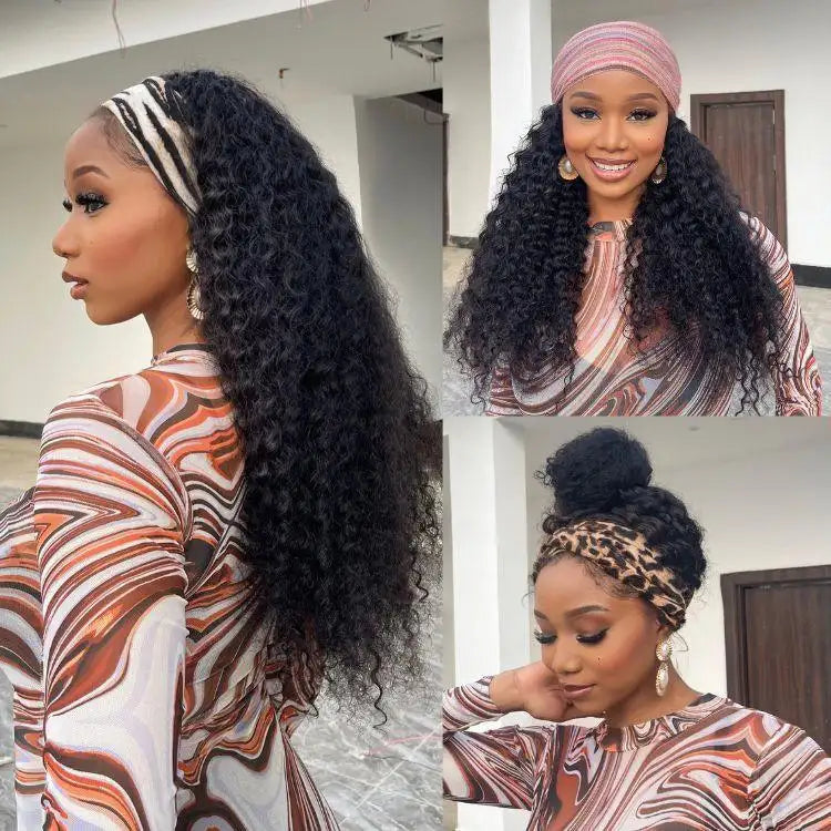 Onimehair™Black Deep Wave Headband Wig (Get Free Trendy Headbands)