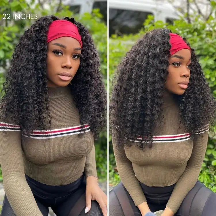 Onimehair™Black Deep Wave Headband Wig (Get Free Trendy Headbands)