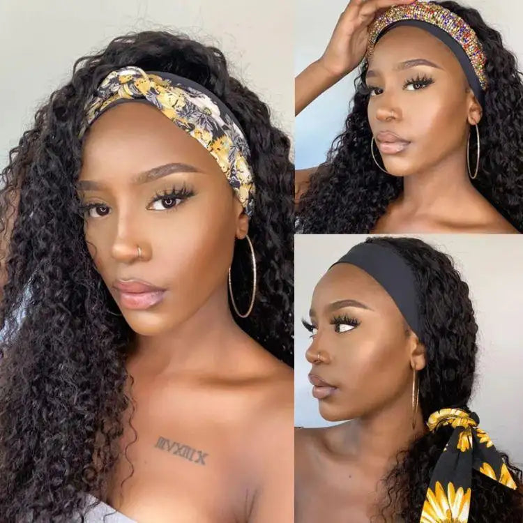 Onimehair™Black Deep Wave Headband Wig (Get Free Trendy Headbands)