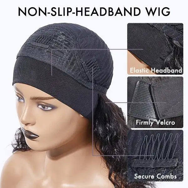 Onimehair™Black Deep Wave Headband Wig (Get Free Trendy Headbands)