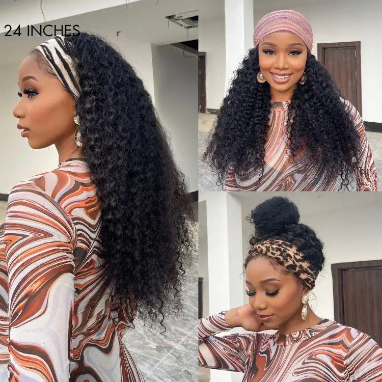 Onimehair™Black Deep Wave Headband Wig (Get Free Trendy Headbands)