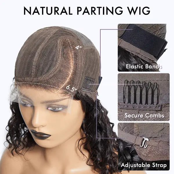Onimehair™Blonde Highlight Short Curly Glueless Minimalist HD Lace Human Hair Wig