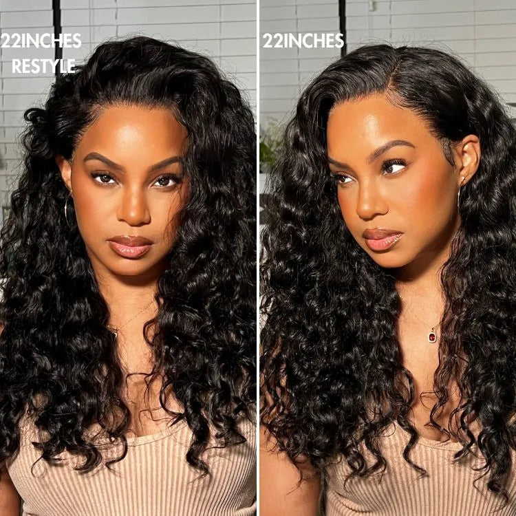 Onimehair™180% Density Water Wave 13x4 HD Lace Front Free Part Glueless Human Hair Wig Pre Cut Lace