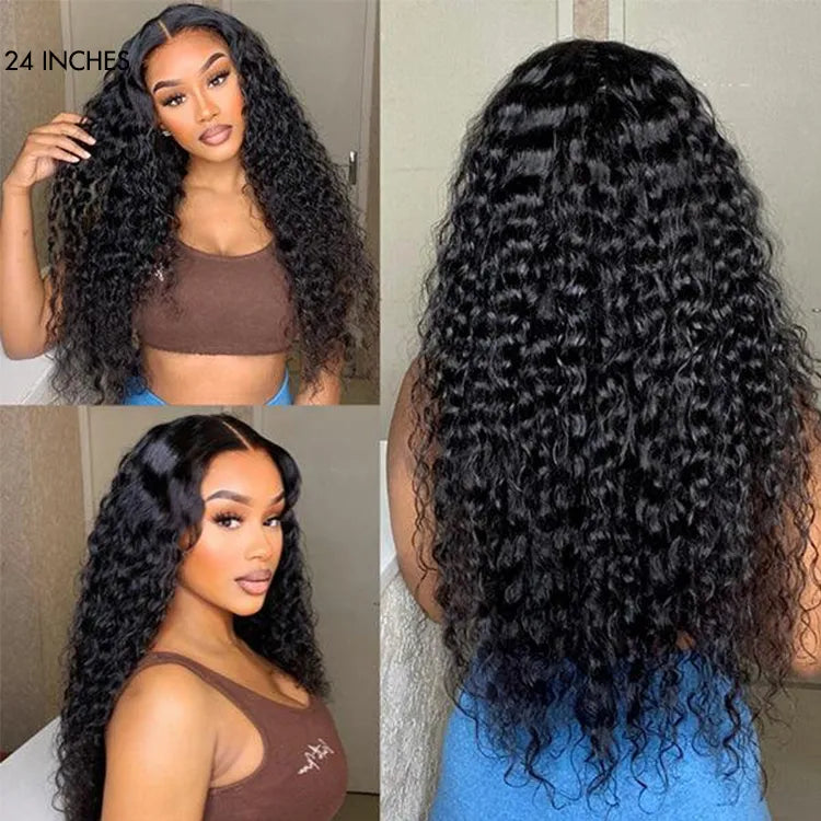 Onimehair™180% Density Water Wave 13x4 HD Lace Front Free Part Glueless Human Hair Wig Pre Cut Lace