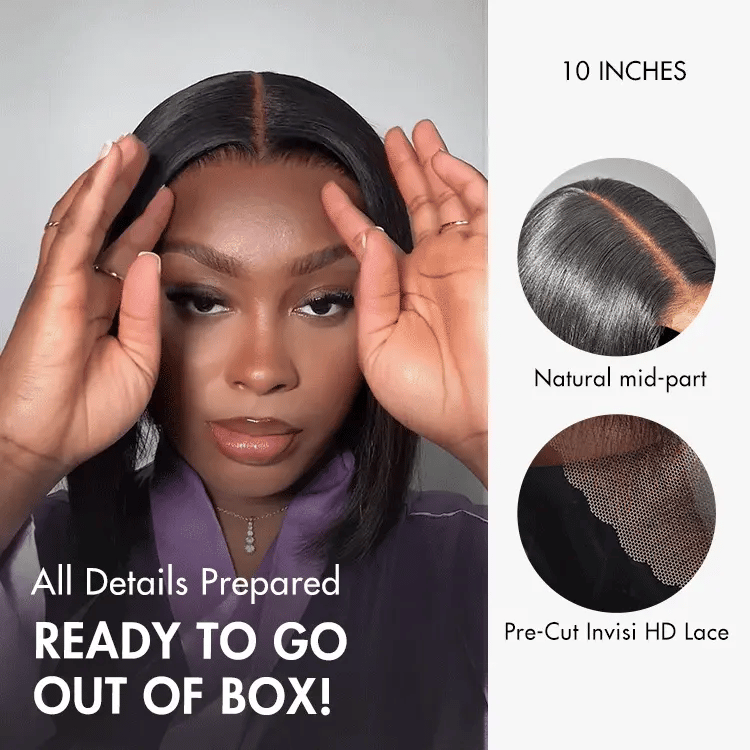 Onimehair™PreMax Wigs | Silky Blunt Cut Glueless 2x6 / 5x5 Closure Lace Shoulder Length Bob Wig Pre Plucked & Bleached