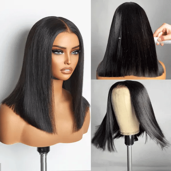 Onimehair™PreMax Wigs - Super Natural Hairline Silky Blunt Cut Bob Glueless 5x5 Closure Lace Wig - Onime Hair