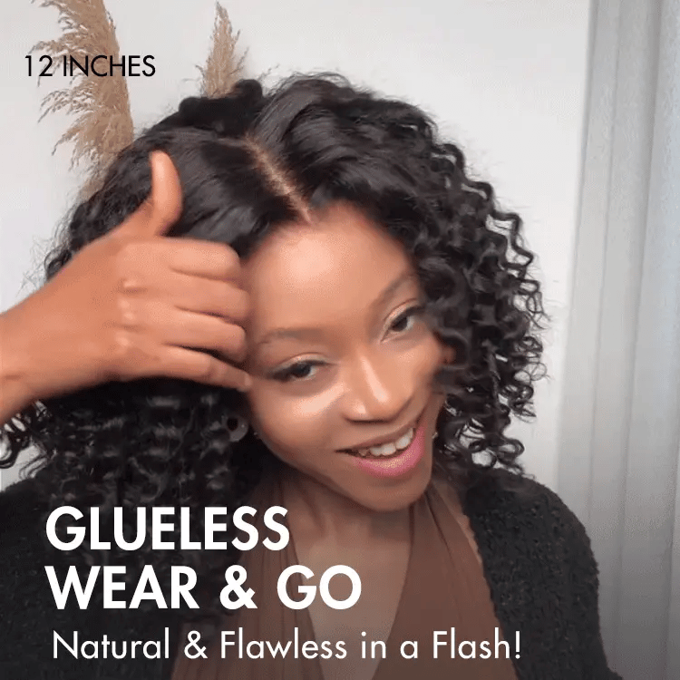 Onimehair™Brown Highlight / Natural Black / Blonde Highlight Deep Curly Glueless 5x5 Closure Pre-Cut Lace Wig