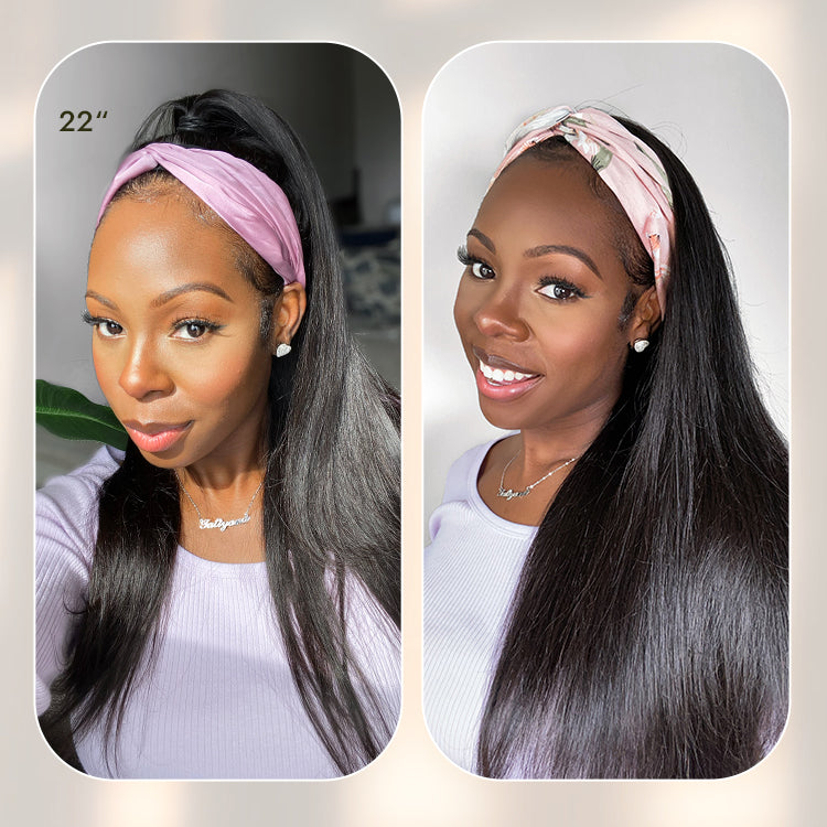 Onimehair™ Too Easy  Wig 180% Density Kinky Straight Flexi-Fit Drawstring Glueless Headband Wig (Get Free Trendy Headbands)