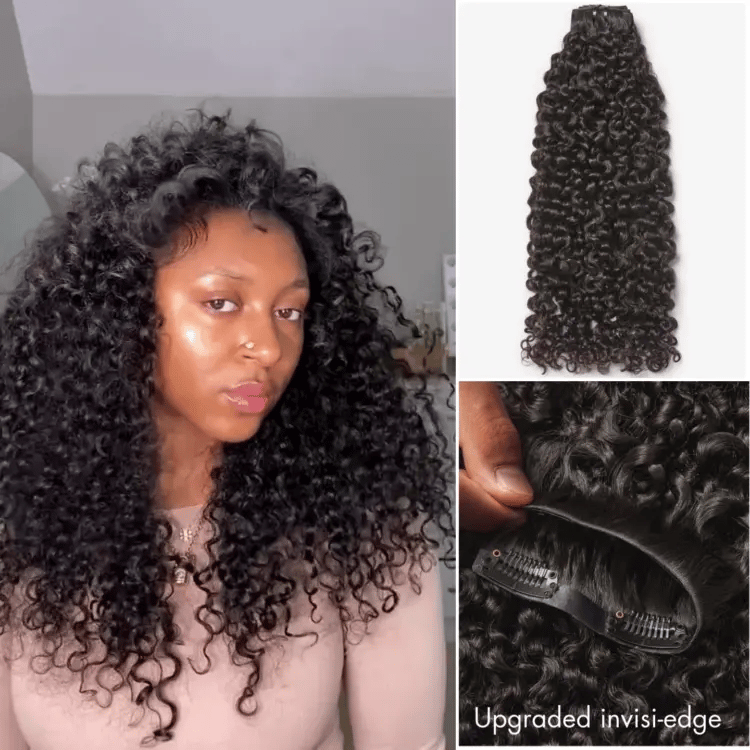Onimehair™Body Wave / Messy Curly / Silky Straight / Yaki Straight / Kinky Curly Invisible Edge Clip in Hair Extensions Human Hair 110g 6pcs with Free Gift