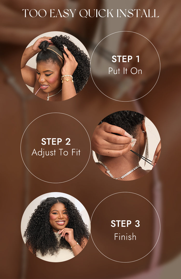 Luvme Too Easy Texture Messy Curly Half Wig Glueless Flexi-Fit Drawstring Wig Beginner Friendly-14