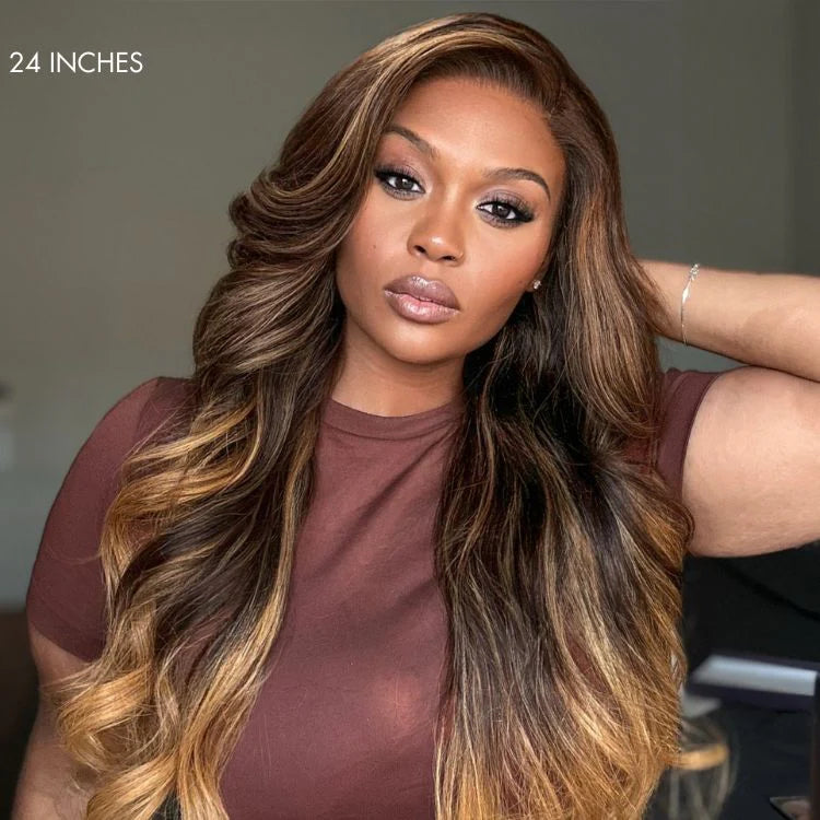 Onimehair™ All-Day Comfort™ Wig 180% Density Loose Body Wave Glueless 7x6 Closure HD Lace Human Hair Wig with Bangs Pre-Cut Lace