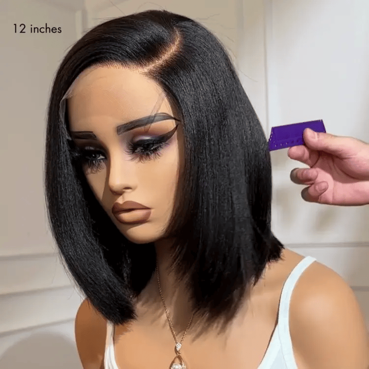 Onimehair™Layered Cut Onimehair Straight Left C Part Glueless Minimalist HD Lace Bob Wig Ready to Go - Onime Hair