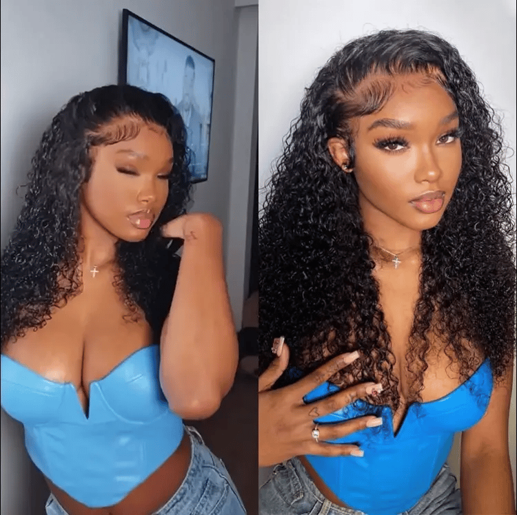 Onimehair™PreMax 180% / 250% Density Water Wave Glueless Flexi-Fit Drawstring 13x4 Frontal Lace Fluffy Curly Wig Pre-Cut Lace