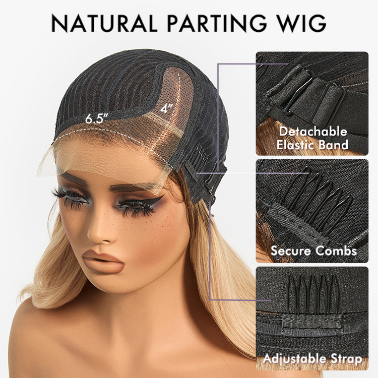 Onimehair™Brown Highlight Layered Haircut Wavy Glueless Minimalist HD Lace Wig Pre-Cut Lace