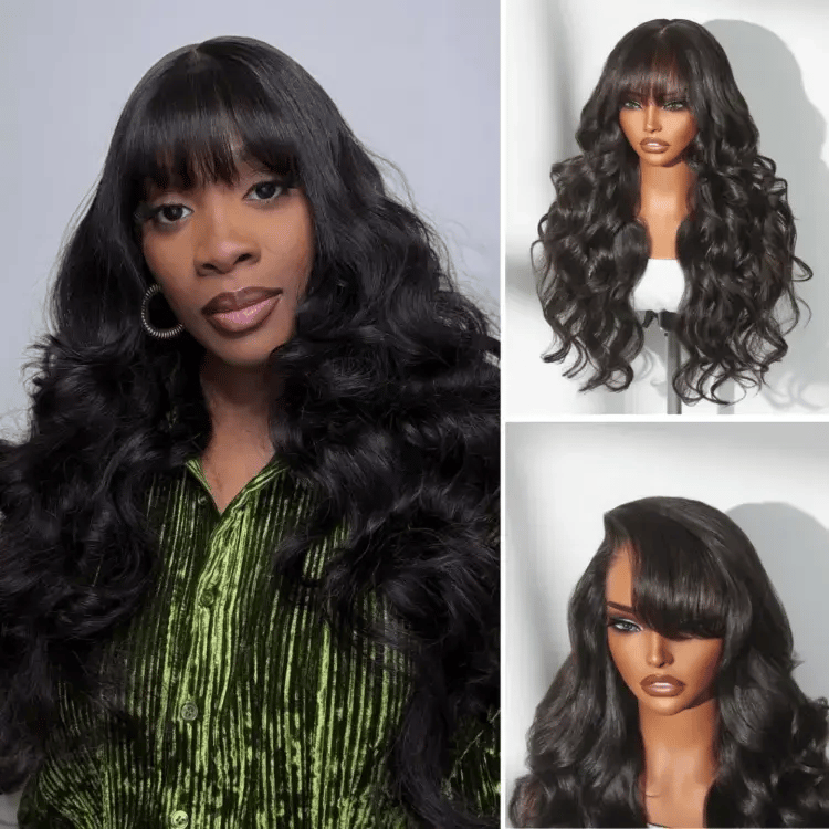 Onimehair™ All-Day Comfort™ Wig 180% Density Loose Body Wave Glueless 7x6 Closure HD Lace Human Hair Wig with Bangs Pre-Cut Lace