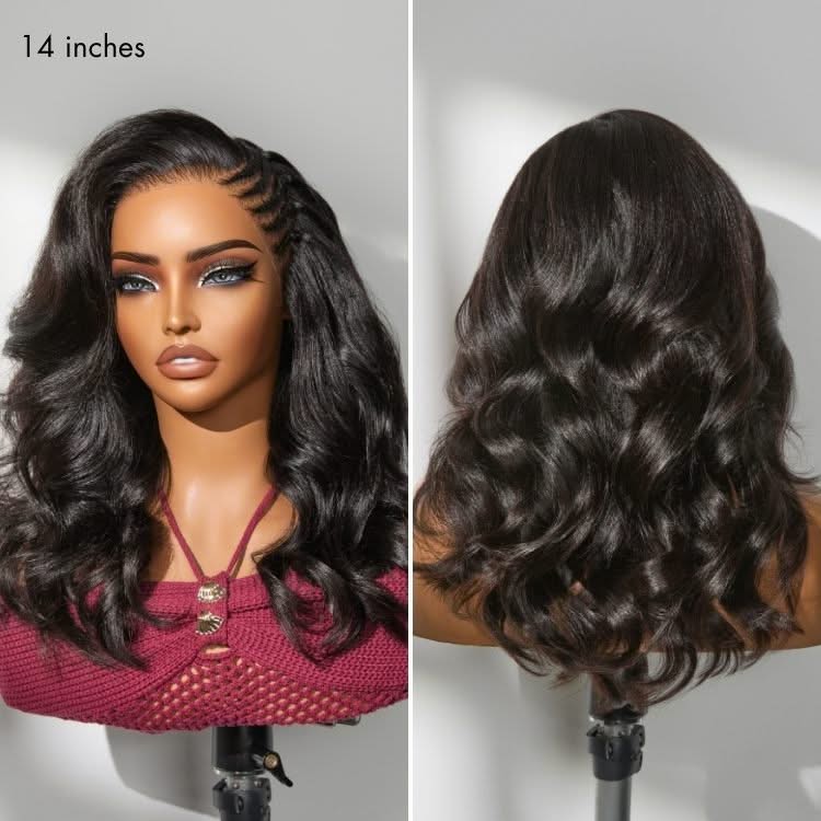 Readitress™ Side Braided Yaki Body Wave Glueless Ear-to-ear 13x6 Frontal HD Lace Wig Human Hair Flexi-Fit Drawstring Cap - Onime Hair