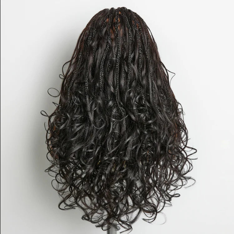 Onimehair™ Ombre Honey Blonde French Curl Knotless Boho Braids HD Full Lace Long Wig Flexi Fit Invisi Drawstring Cap - US Only