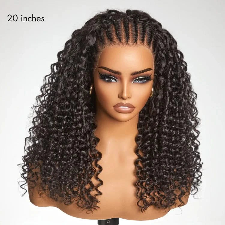 🔥( 15-Braids In Front )🔥Knotless Fulani Braids Deep Wave Glueless Ear-to-ear 13x4 Frontal HD Lace Wig Human HairFor Black Women - Onime Hair