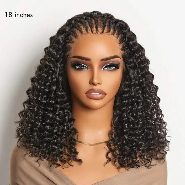 🔥( 15-Braids In Front )🔥Knotless Fulani Braids Deep Wave Glueless Ear-to-ear 13x4 Frontal HD Lace Wig Human HairFor Black Women - Onime Hair