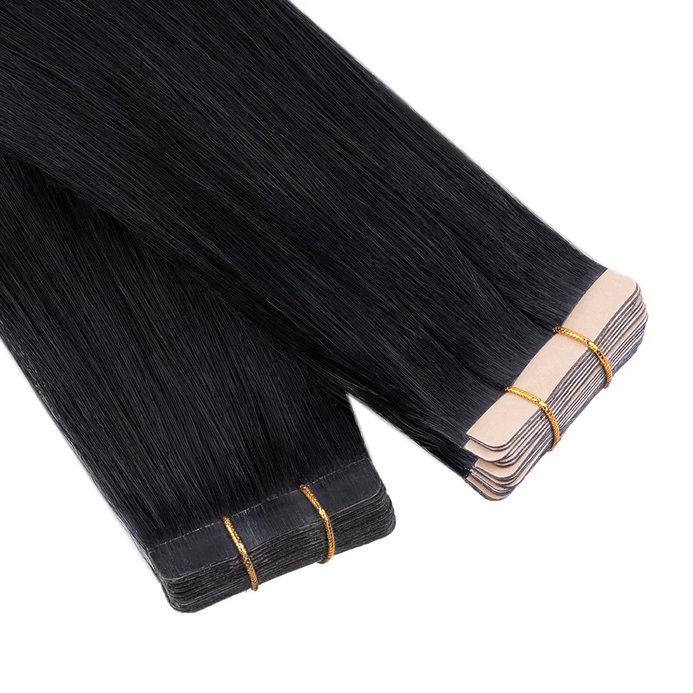 Onime Seamless Tape in Hair Extensions Silky Straight #1 Jet Black Virgin Human Hair