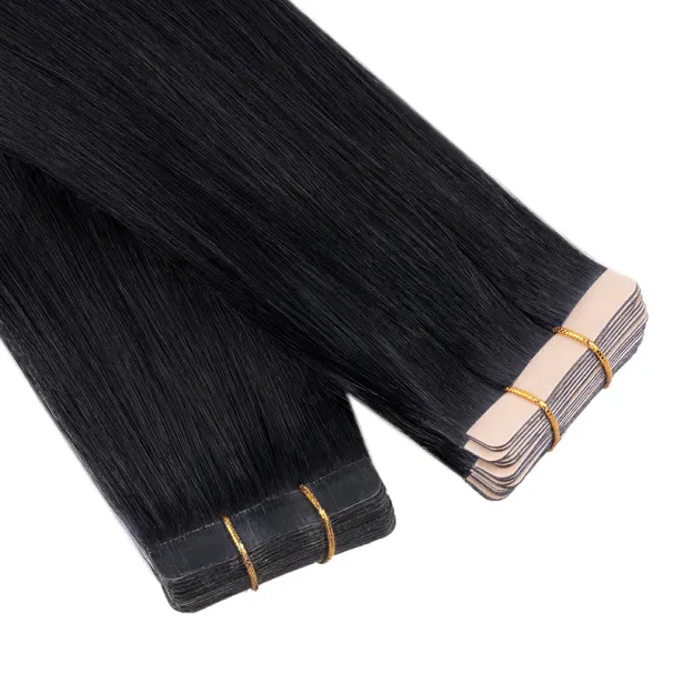 Onime Seamless Tape in Hair Extensions Silky Straight #1 Jet Black Virgin Human Hair