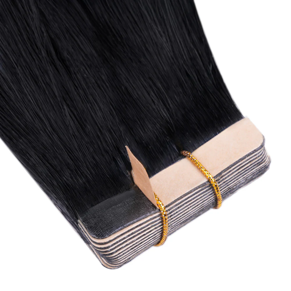 Onime Seamless Tape in Hair Extensions Silky Straight #1 Jet Black Virgin Human Hair