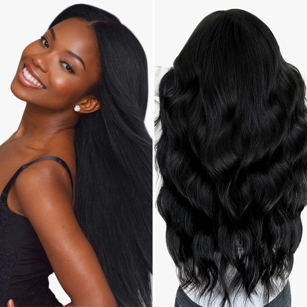 Onime Seamless Tape in Hair Extensions Silky Straight #1 Jet Black Virgin Human Hair