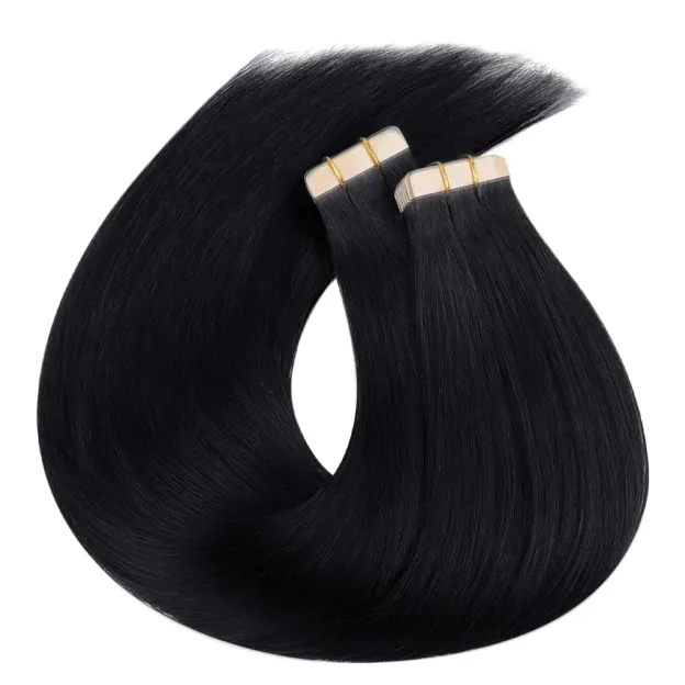 Onime Seamless Tape in Hair Extensions Silky Straight #1 Jet Black Virgin Human Hair