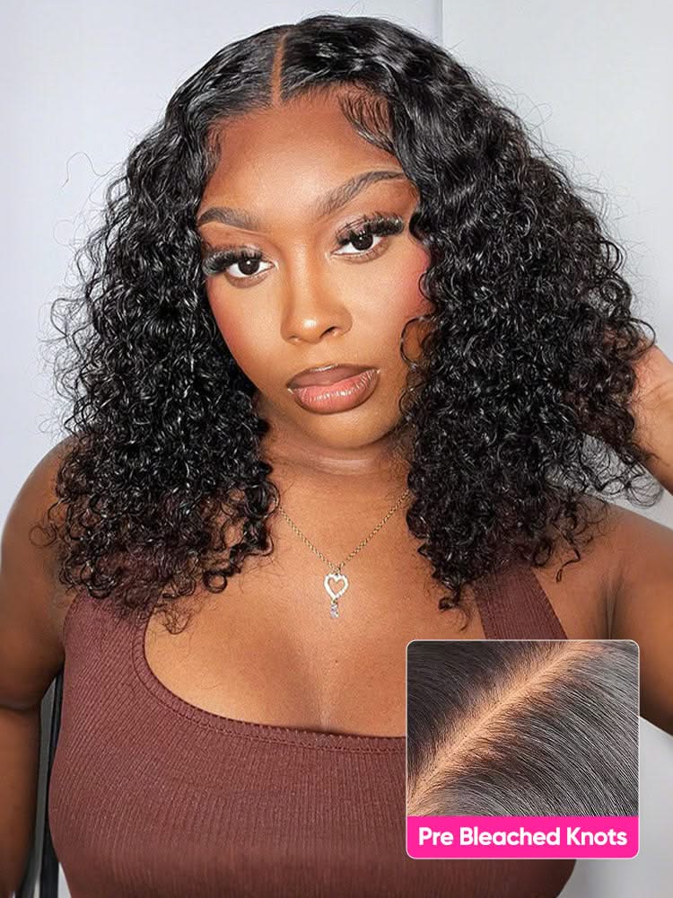 Onimehair™ Water Wave Bob Glueless Wig Wear Go 13x4 HD Lace Pre Cut Lace Wig - Onime Hair