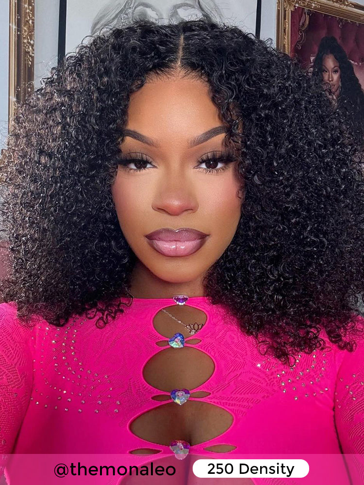 Onimehair™ Pre-style Finger Coily 250% Thick Curls Wear Go Glueless Wig 6x4 Pre-cut HD Lace Wig Pre-plucked