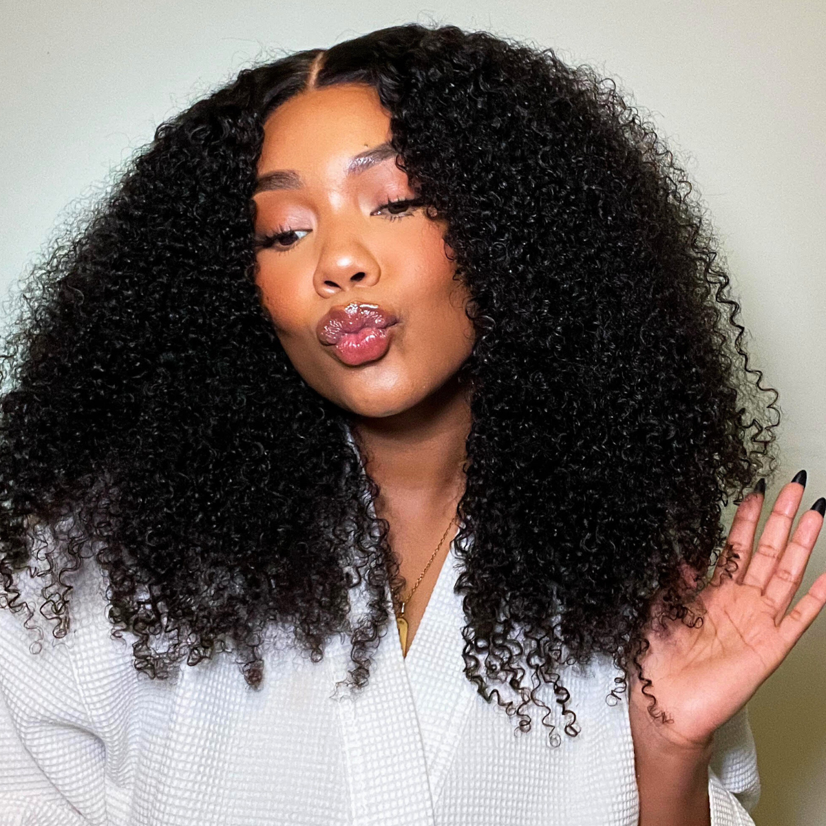 Onimehair™ Glueless Thick Fluffy Afro Curly Human Hair Bob Wigs 13x4 Invisiable Lace Wig Flash Sale - Onime Hair