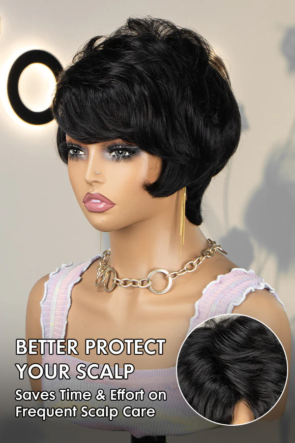 Onime Throw On & Go with Bangs Wig Pixie Cut Wig