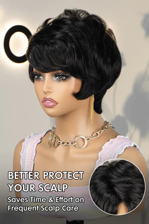 Onime Throw On & Go with Bangs Wig Pixie Cut Wig