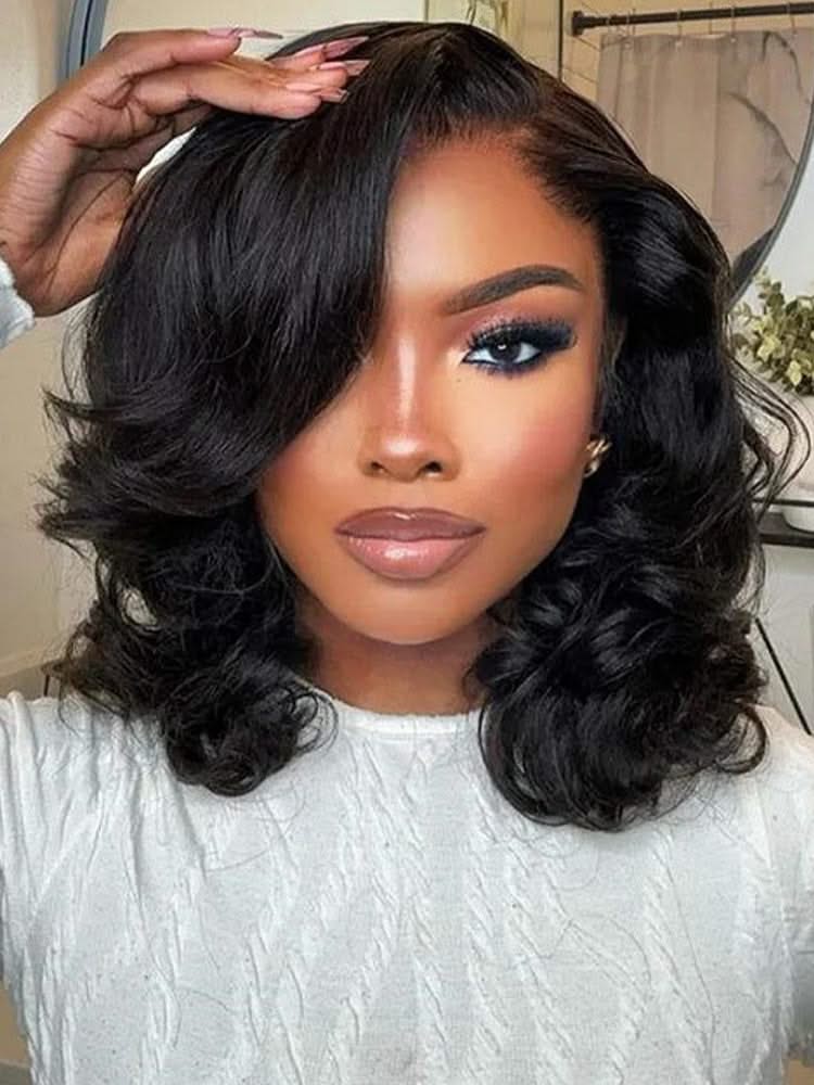 Onimehair™ Pre-bleached Body Wave Hair Wear Go Bob Wig 13x4 Pre-cut HD Lace Pre-plucked - Onime Hair
