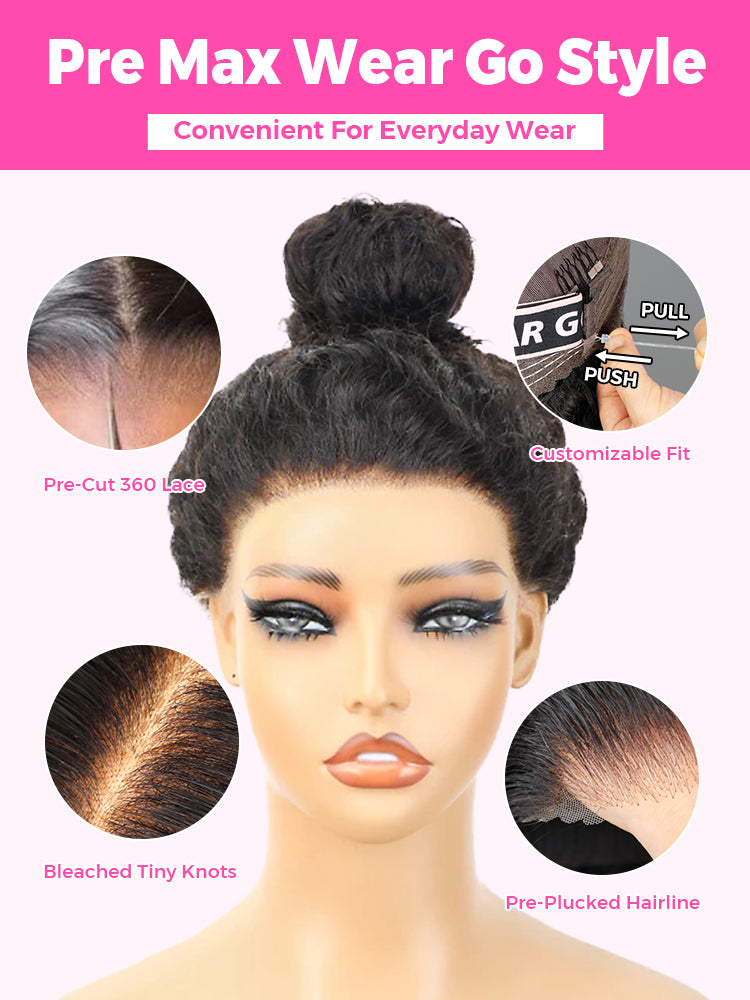 Onimehair™ 360 Lace Wear Go Pre-Bleached Straight Human Hair Glueless Wigs Pre-Plucked Lace Front Wig