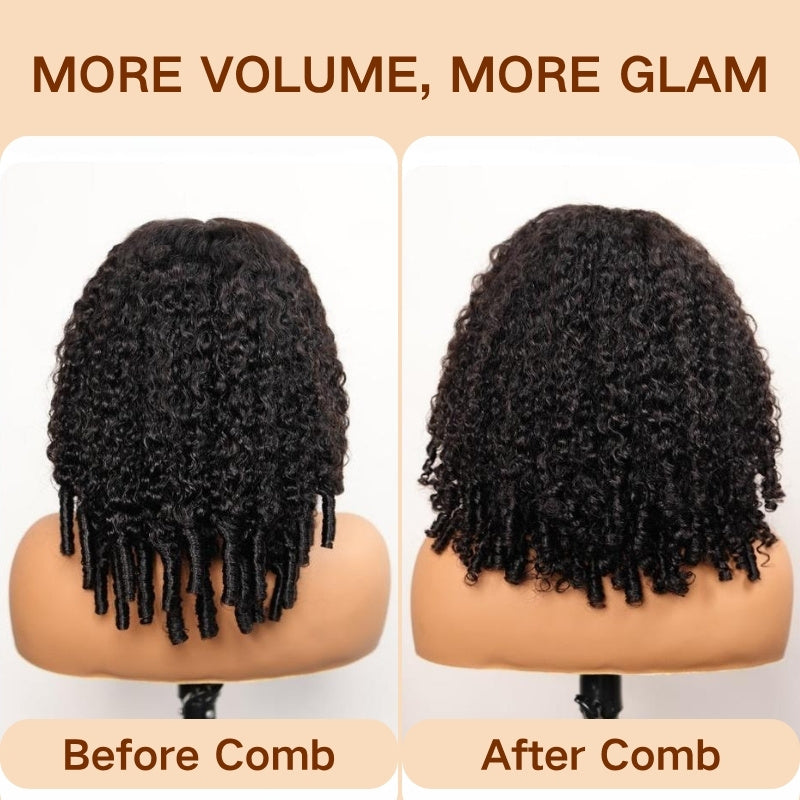 Onimehair™ Burmese Curly Spiral Curls End Glueless 13x6 Lace Wig Flexible Fit Drawstring Put On And Go Natural Hairline