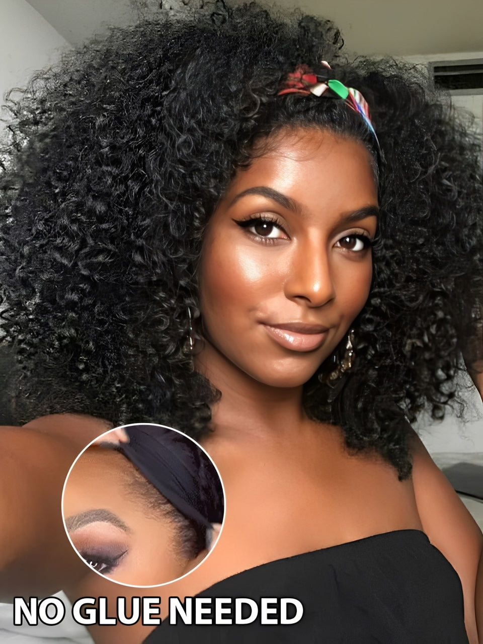 Onimehair™ Throw And Go onimehair Curly Headband Wig Glueless No Lace
