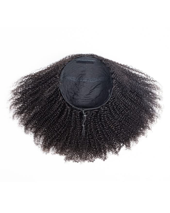 HD transparent wig by mysite featuring a coily Shake N Go full wig with no bangs and a stylish half ponytail hairstyle.