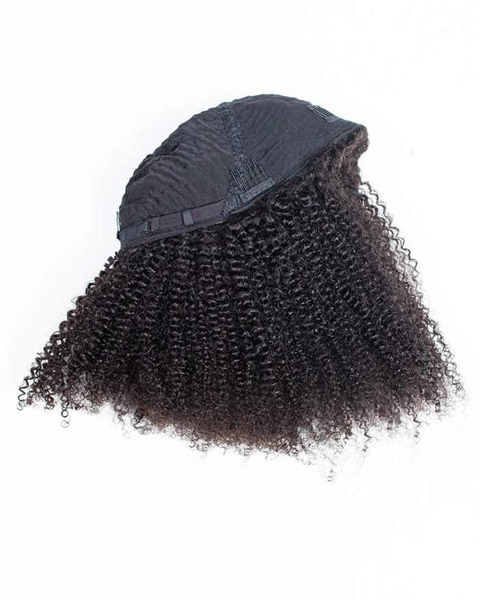 HD transparent Coily Shake N Go full wig by mysite featuring a 2-in-1 human hair half wig with a ponytail and natural coily texture.