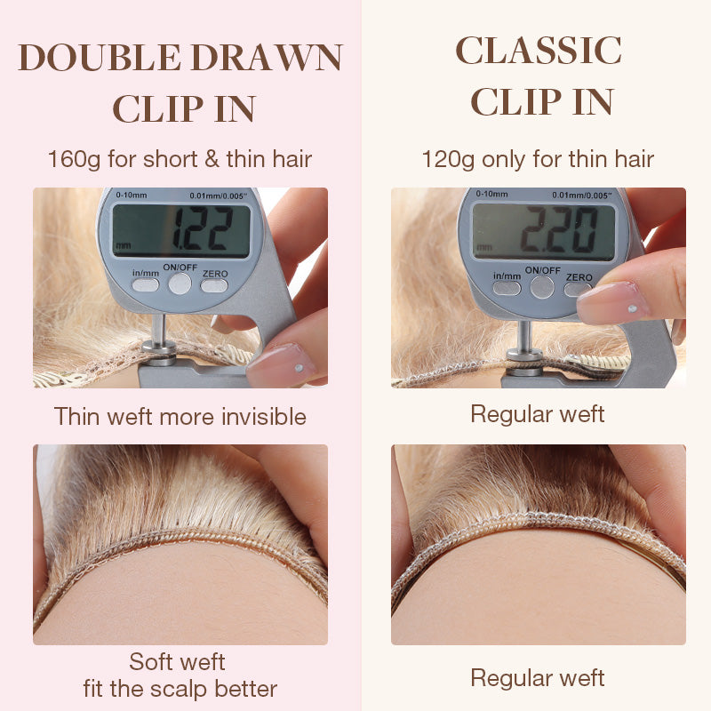  Double Drawn Clip in Hair Extensions 160g