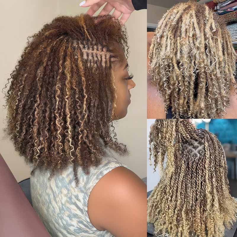 Onimehair™ 3 In 1 Afro Kinky Bulk Three Colors #32/16/613 Human Hair For Braiding Dreadlock Hair - Onime Hair