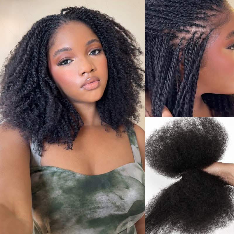 Onimehair™ Upgraded Afro Kinky Bulk Human Hair for Braiding & Mini Twists - Onime Hair